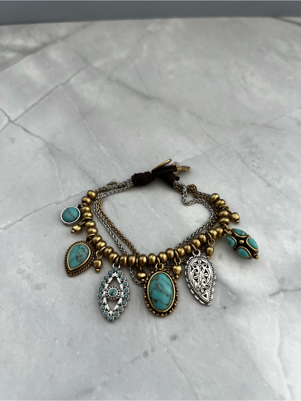 Lucky Brand Semi Precious Accents Turquoise Wrap Bracelet